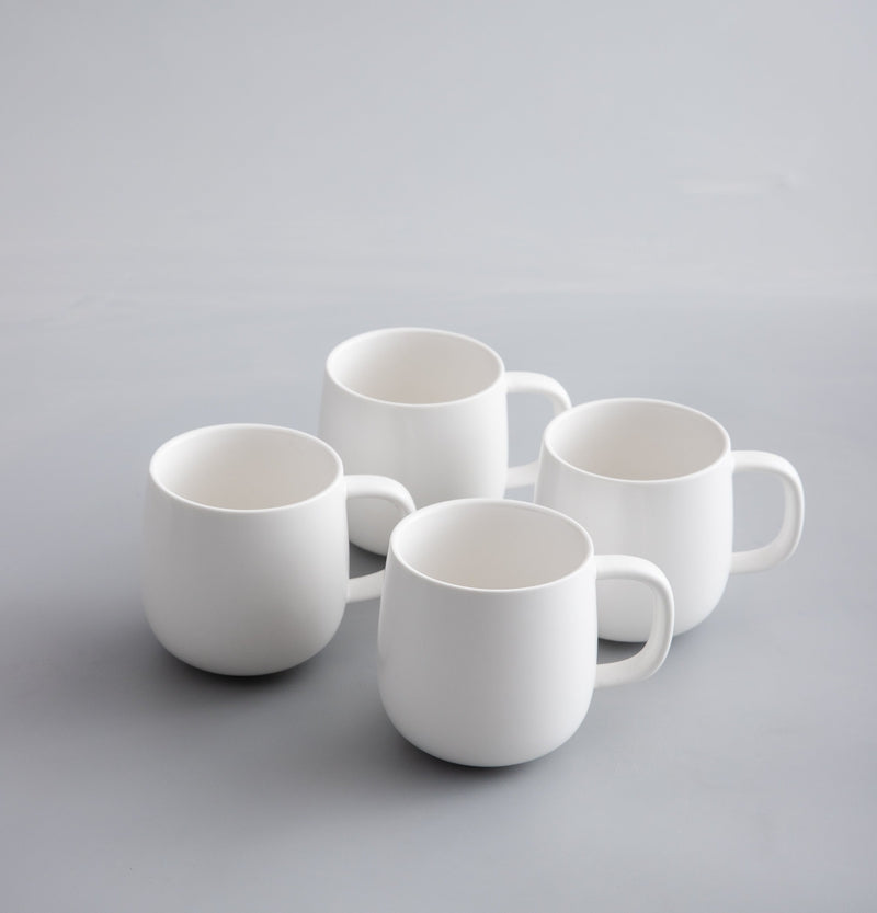 Minimalist Dinnerware-JAZZUPCO-Matte White-4 x Mugs-JAZZUPCO