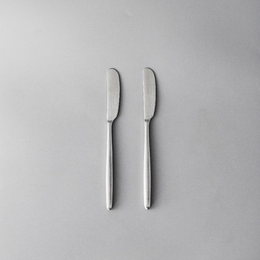 Ava Salad Servers, Serving Utensils & Individual Pieces-JAZZUPCO-Matte Silver-Butter Knife (2 Pieces)-JAZZUPCO