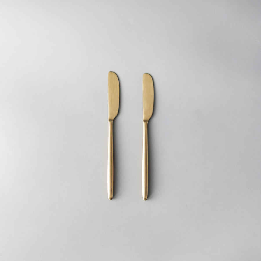 Ava Salad Servers, Serving Utensils & Individual Pieces-JAZZUPCO-Matte Gold-Butter Knife (2 Pieces)-JAZZUPCO