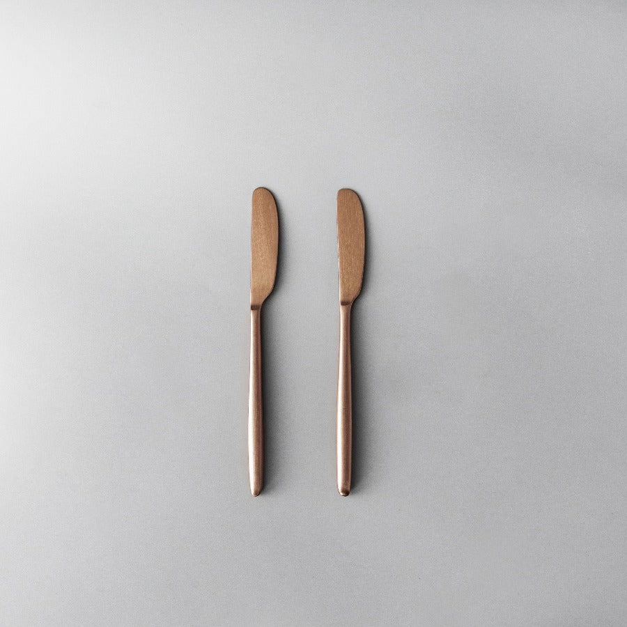 Ava Salad Servers, Serving Utensils & Individual Pieces-JAZZUPCO-Matte Rose Gold-Butter Knife (2 Pieces)-JAZZUPCO