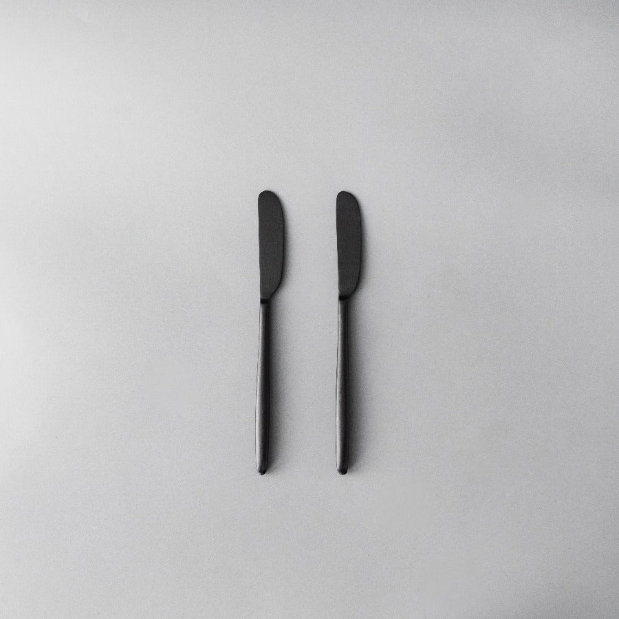 Ava Salad Servers, Serving Utensils & Individual Pieces-JAZZUPCO-Matte Black-Butter Knife (2 Pieces)-JAZZUPCO