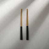 Minimalist/ French Flatware Salad Servers, Serving Utensils & Individual Pieces-JAZZUPCO-Black & Gold-Chopsticks (2 Pairs)-JAZZUPCO