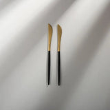Minimalist/ French Flatware Salad Servers, Serving Utensils & Individual Pieces-JAZZUPCO-Black & Gold-Dessert Knife (2 Pieces)-JAZZUPCO