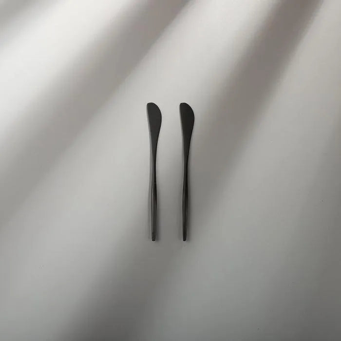 Minimalist/ French Flatware Salad Servers, Serving Utensils & Individual Pieces-JAZZUPCO-Matte Black-Butter Knife (2 Pieces)-JAZZUPCO
