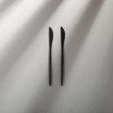 Minimalist/ French Flatware Salad Servers, Serving Utensils & Individual Pieces-JAZZUPCO-Matte Black-Dinner Knife (2 Pieces)-JAZZUPCO