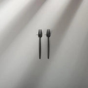 Minimalist/ French Flatware Salad Servers, Serving Utensils & Individual Pieces-JAZZUPCO-Matte Black-Fruit Fork (2 Pieces)-JAZZUPCO