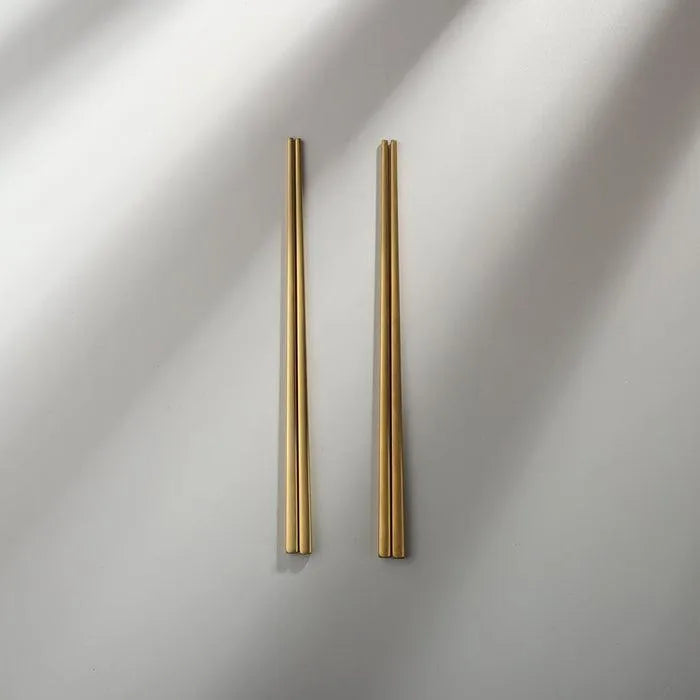 Minimalist/ French Flatware Salad Servers, Serving Utensils & Individual Pieces-JAZZUPCO-Matte Gold-Chopsticks (2 Pairs)-JAZZUPCO