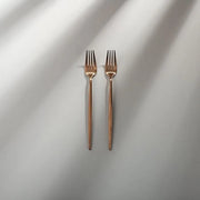Minimalist/ French Flatware Salad Servers, Serving Utensils & Individual Pieces-JAZZUPCO-Matte Rose Gold-Dinner Fork (2 Pieces)-JAZZUPCO