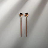 Minimalist/ French Flatware Salad Servers, Serving Utensils & Individual Pieces-JAZZUPCO-Matte Rose Gold-Long Drink Spoon (2 Pieces)-JAZZUPCO
