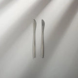 Minimalist/ French Flatware Salad Servers, Serving Utensils & Individual Pieces-JAZZUPCO-Matte Silver-Dessert Knife (2 Pieces)-JAZZUPCO