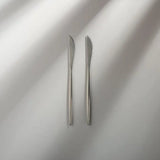 Minimalist/ French Flatware Salad Servers, Serving Utensils & Individual Pieces-JAZZUPCO-Matte Silver-Dinner Knife (2 Pieces)-JAZZUPCO