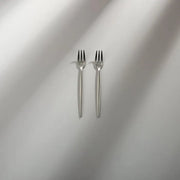 Minimalist/ French Flatware Salad Servers, Serving Utensils & Individual Pieces-JAZZUPCO-Matte Silver-Fruit Fork (2 Pieces)-JAZZUPCO