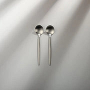 Minimalist/ French Flatware Salad Servers, Serving Utensils & Individual Pieces-JAZZUPCO-Matte Silver-Dessert Spoon (2 Pieces)-JAZZUPCO