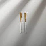 Minimalist/ French Flatware Salad Servers, Serving Utensils & Individual Pieces-JAZZUPCO-White & Gold-Butter Knife (2 Pieces)-JAZZUPCO
