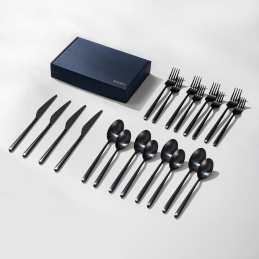Haelynn Flatware 2.0-Flatware-JazzUpCo-Matte Black-4 Person Set (20 Pieces)-JAZZUPCO