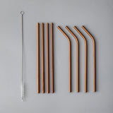 Minimalist/ French Flatware Individual Pieces-JAZZUPCO-Matte Rose Gold-Straw Set (9 Pieces)-JAZZUPCO