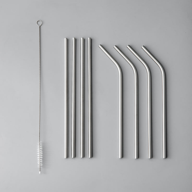 Minimalist/ French Flatware Individual Pieces-JAZZUPCO-Matte Silver-Straw Set (9 Pieces)-JAZZUPCO