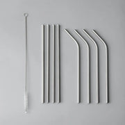 Minimalist/ French Flatware Salad Servers, Serving Utensils & Individual Pieces-JAZZUPCO-Matte Silver-Straw Set (9 Pieces)-JAZZUPCO
