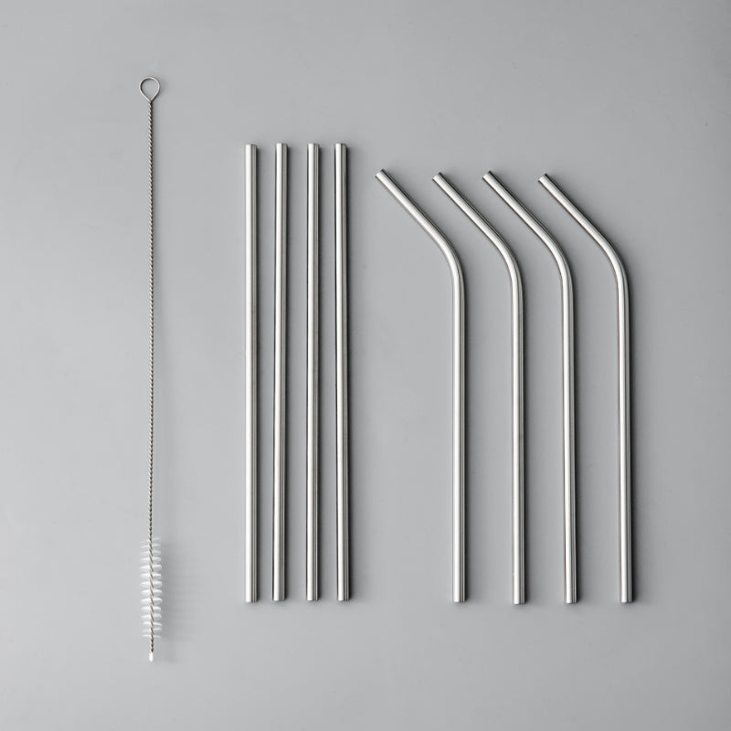 Minimalist Straw Set-JAZZUPCO-Matte Silver-Straw Set (9 Pieces)-JAZZUPCO