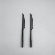 Minimalist/ French Flatware Salad Servers, Serving Utensils & Individual Pieces-JAZZUPCO-Matte Black-Steak Knife (2 pieces)-JAZZUPCO