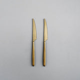 Ava Salad Servers, Serving Utensils & Individual Pieces-JAZZUPCO-Matte Gold-Steak Knife (2 Pieces)-JAZZUPCO