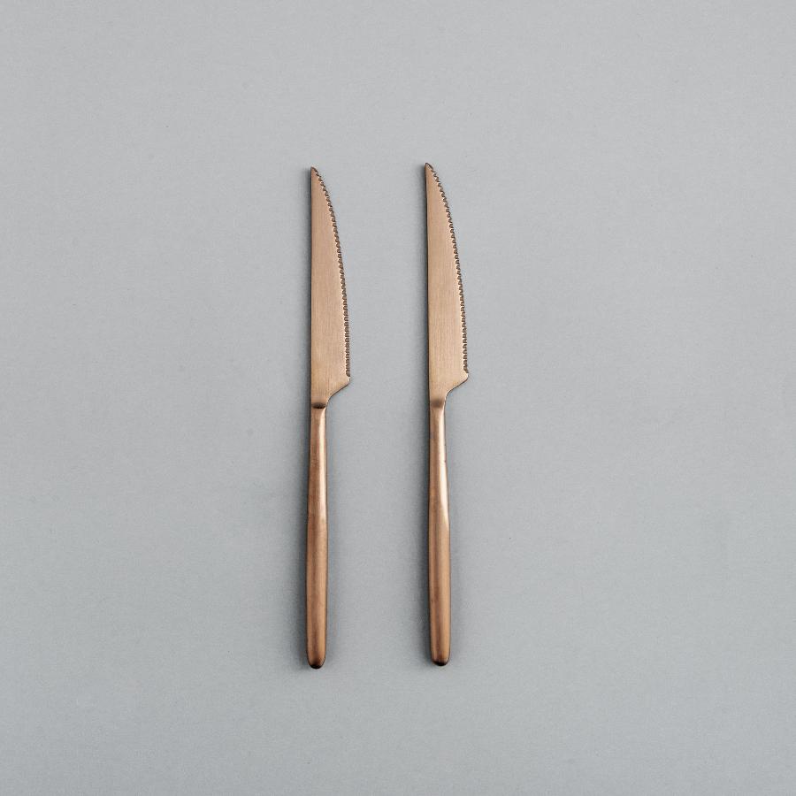 Ava Salad Servers, Serving Utensils & Individual Pieces-JAZZUPCO-Matte Rose Gold-Steak Knife (2 Pieces)-JAZZUPCO