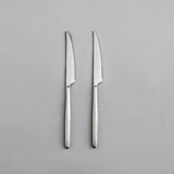 Minimalist/ French Flatware Salad Servers, Serving Utensils & Individual Pieces-JAZZUPCO-Matte Silver-Steak Knife (2 pieces)-JAZZUPCO