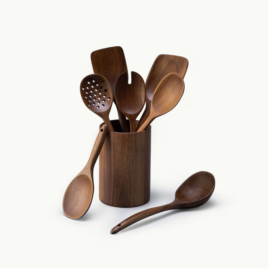 Ensemble d'ustensiles de cuisine en bois
