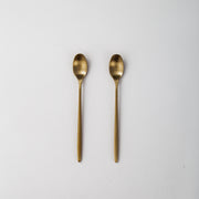 Ava Salad Servers, Serving Utensils & Individual Pieces-JAZZUPCO-Matte Gold-Long Drink Spoon (2 Pieces)-JAZZUPCO