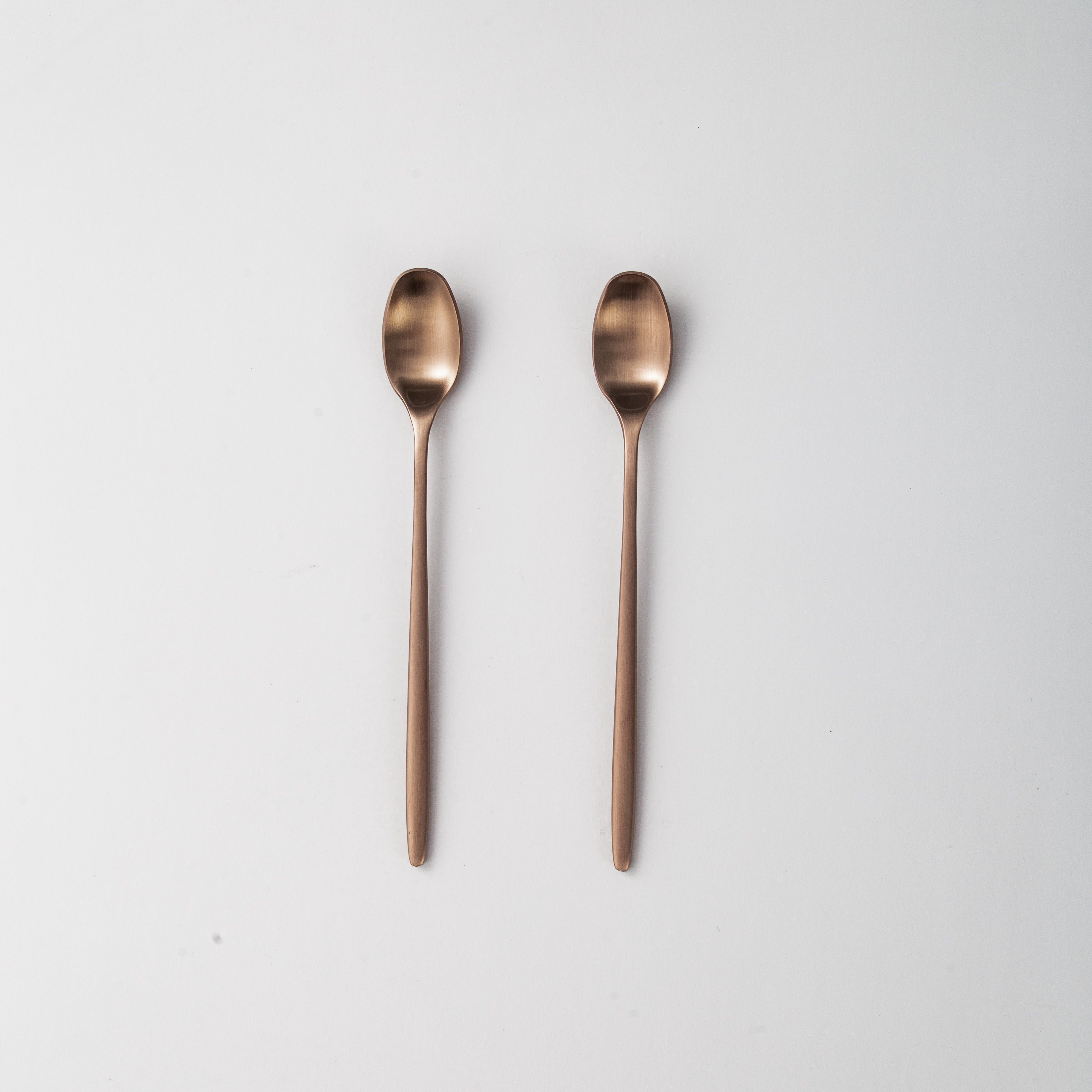 Ava Salad Servers, Serving Utensils & Individual Pieces-JAZZUPCO-Matte Rose Gold-Long Drink Spoon (2 Pieces)-JAZZUPCO