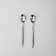 Ava Salad Servers, Serving Utensils & Individual Pieces-JAZZUPCO-Matte Silver-Long Drink Spoon (2 Pieces)-JAZZUPCO