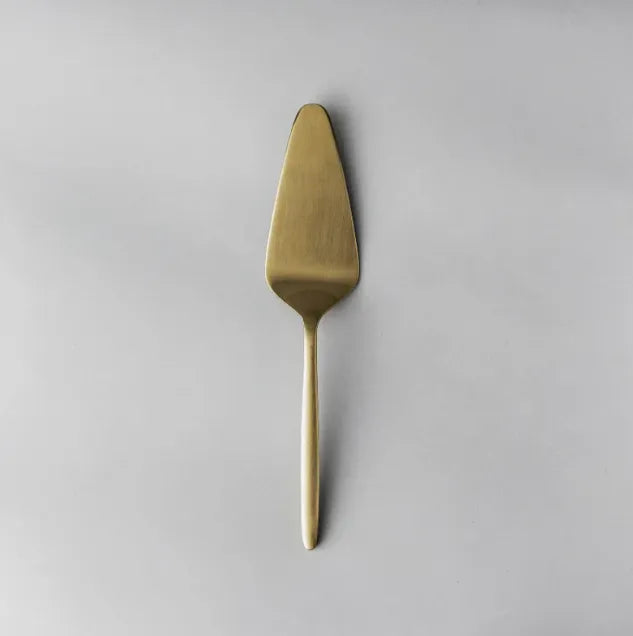 Minimalist/ French Flatware Salad Servers, Serving Utensils & Individual Pieces-JAZZUPCO-Matte Gold-Cake Knife-JAZZUPCO-53379644490027