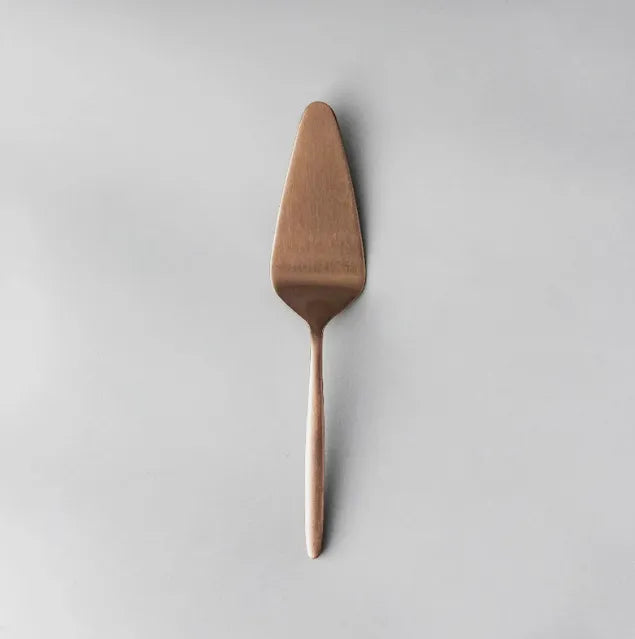 Minimalist/ French Flatware Salad Servers, Serving Utensils & Individual Pieces-JAZZUPCO-Matte Rose Gold-Cake Knife-JAZZUPCO-53379644883243