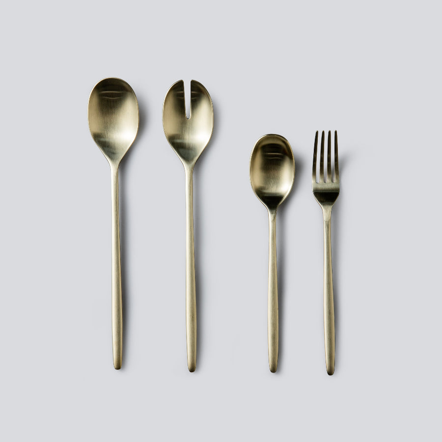 Salad Servers & Utensils-JAZZUPCO-Matte Champagne Gold-Serving Utensils + Salad Servers Bundle-JAZZUPCO