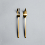 Ava Salad Servers, Serving Utensils & Individual Pieces-JAZZUPCO-Matte Gold-Dinner Fork (2 Pieces)-JAZZUPCO