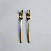 Individual Pieces-JAZZUPCO-Matte Gold-Ava-Dinner Fork (2 Pieces)-JAZZUPCO