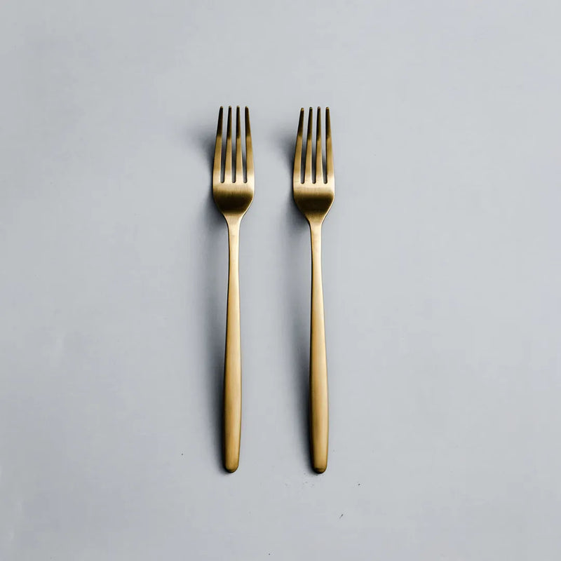 Individual Pieces-JAZZUPCO-Matte Gold-Ava-Dinner Fork (2 Pieces)-JAZZUPCO