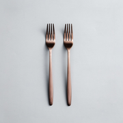 Ava Salad Servers, Serving Utensils & Individual Pieces-JAZZUPCO-Matte Rose Gold-Dinner Fork (2 Pieces)-JAZZUPCO