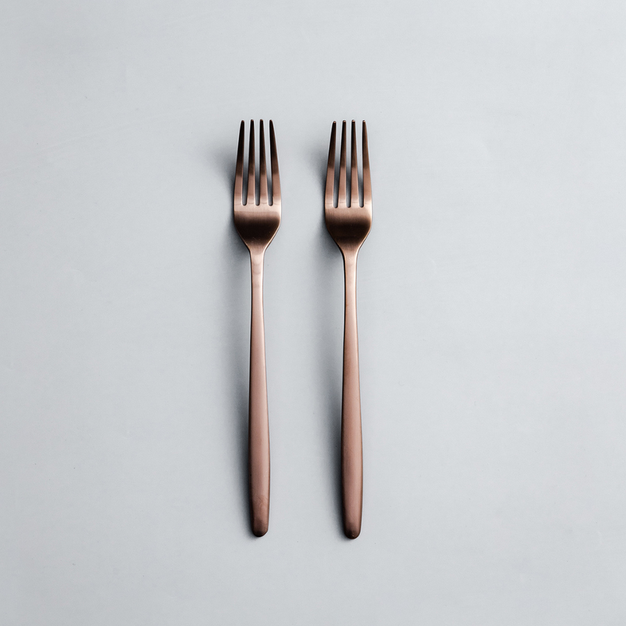Ava Salad Servers, Serving Utensils & Individual Pieces-JAZZUPCO-Matte Rose Gold-Dinner Fork (2 Pieces)-JAZZUPCO