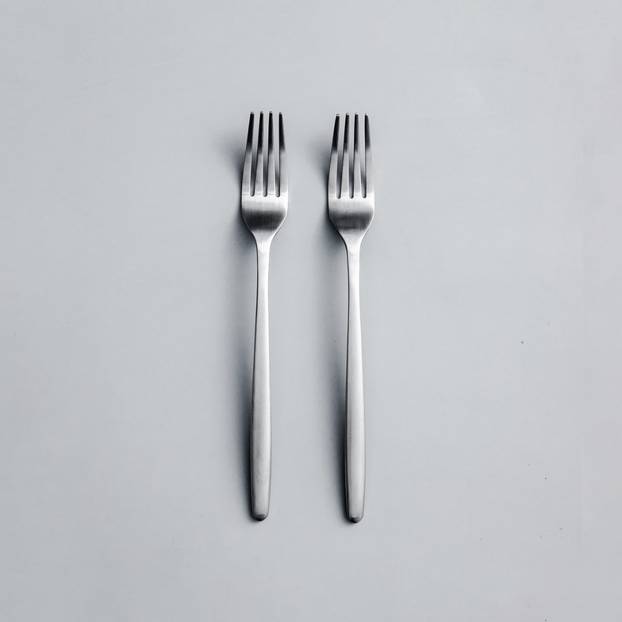 Ava Salad Servers, Serving Utensils & Individual Pieces-JAZZUPCO-Matte Silver-Dinner Fork (2 Pieces)-JAZZUPCO