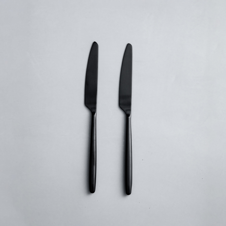 Ava Salad Servers, Serving Utensils & Individual Pieces-JAZZUPCO-Matte Black-Dinner Knife (2 Pieces)-JAZZUPCO