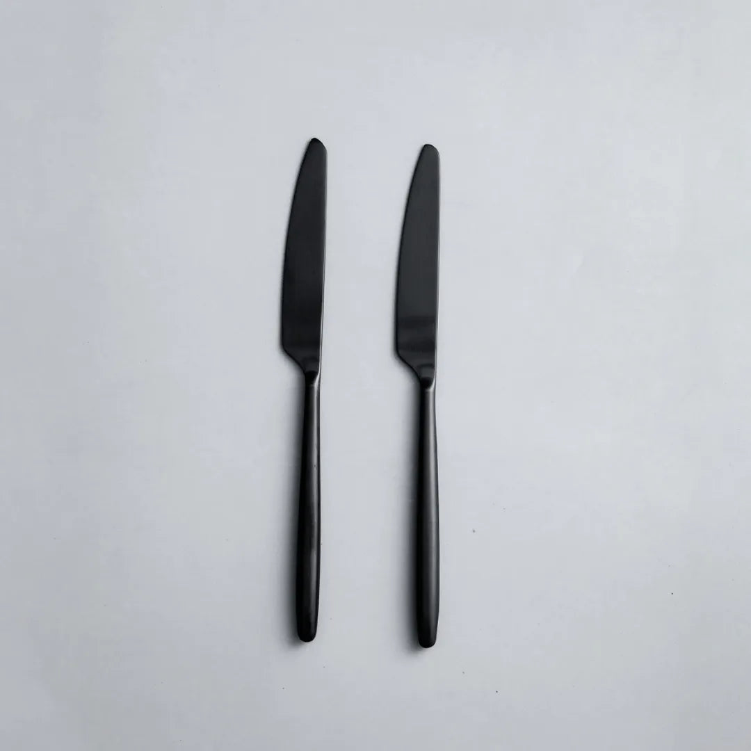 Individual Pieces-JAZZUPCO-Matte Black-Ava-Dinner Knife (2 Pieces)-JAZZUPCO