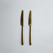 Ava Salad Servers, Serving Utensils & Individual Pieces-JAZZUPCO-Matte Gold-Dinner Knife (2 Pieces)-JAZZUPCO
