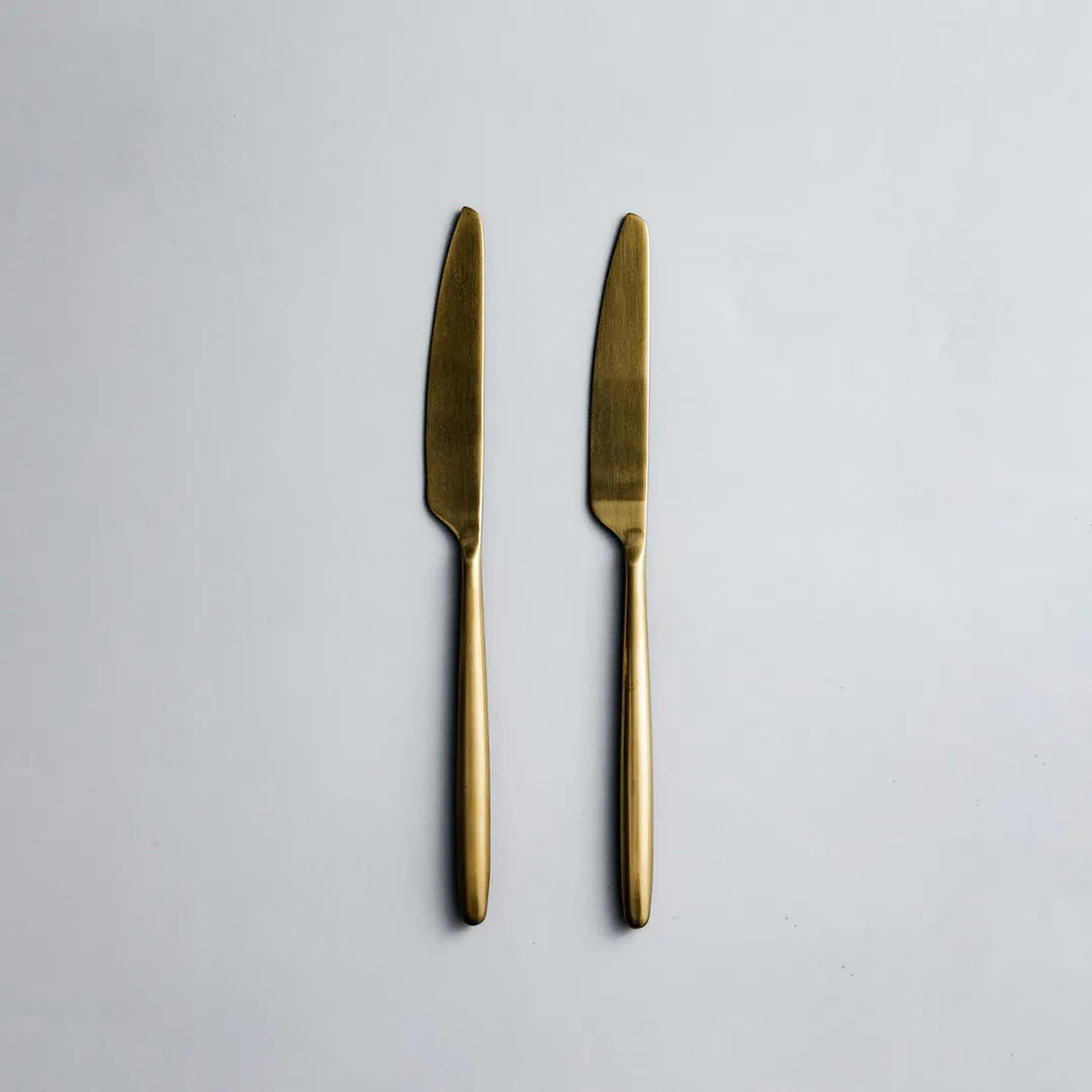 Individual Pieces-JAZZUPCO-Matte Gold-Ava-Dinner Knife (2 Pieces)-JAZZUPCO