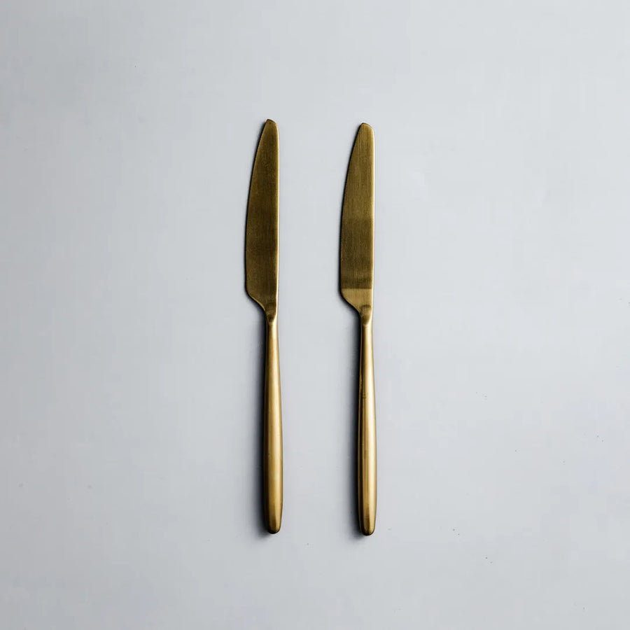 Individual Pieces-JAZZUPCO-Matte Gold-Ava-Dinner Knife (2 Pieces)-JAZZUPCO