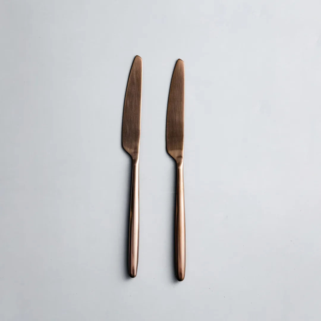 Individual Pieces-JAZZUPCO-Matte Rose Gold-Ava-Dinner Knife (2 Pieces)-JAZZUPCO