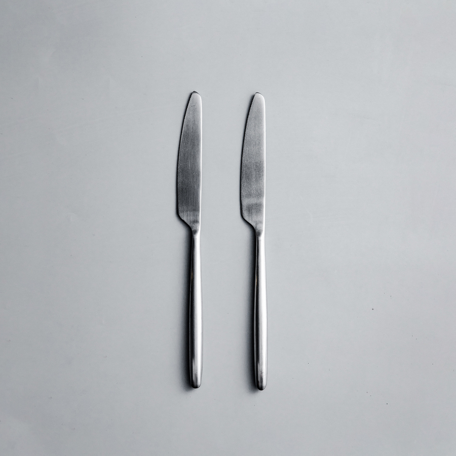 Ava Salad Servers, Serving Utensils & Individual Pieces-JAZZUPCO-Matte Silver-Dinner Knife (2 Pieces)-JAZZUPCO