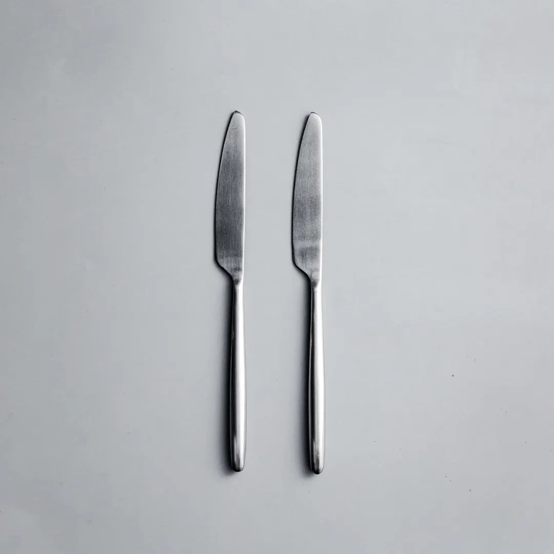 Individual Pieces-JAZZUPCO-Matte Silver-Ava-Dinner Knife (2 Pieces)-JAZZUPCO