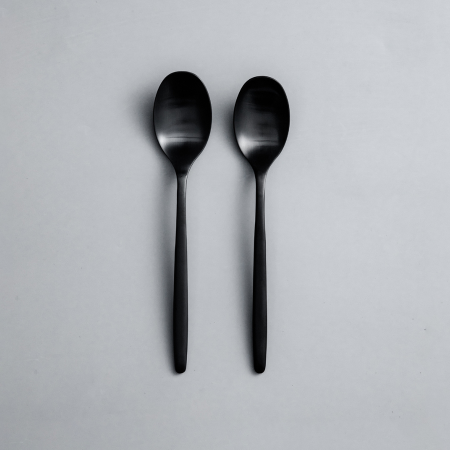 Ava Salad Servers, Serving Utensils & Individual Pieces-JAZZUPCO-Matte Black-Dinner Spoon (2 Pieces)-JAZZUPCO