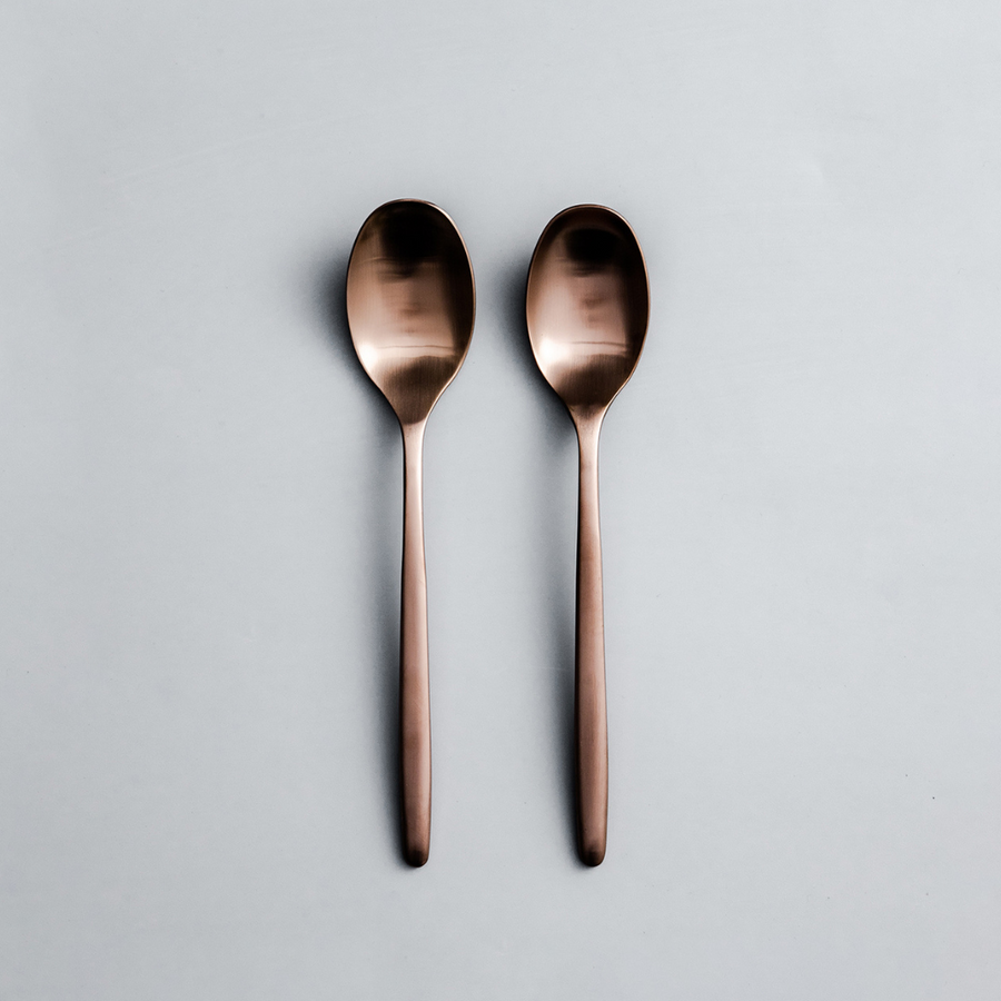 Ava Salad Servers, Serving Utensils & Individual Pieces-JAZZUPCO-Matte Rose Gold-Dinner Spoon (2 Pieces)-JAZZUPCO